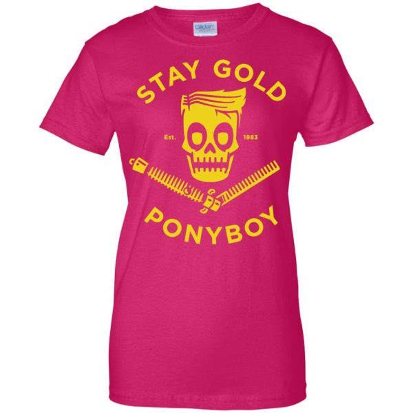 stay gold ponyboy womens t shirt - lady t shirt - pink heliconia