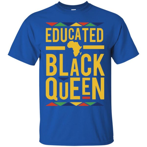 educated black queen t shirt - royal blue