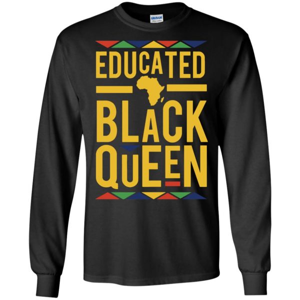 educated black queen long sleeve - black