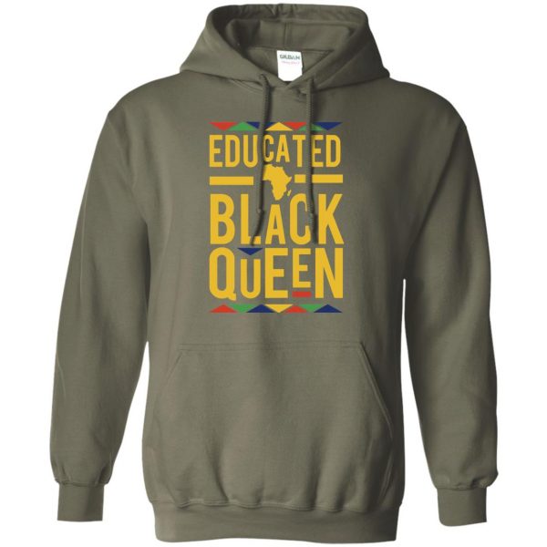 educated black queen hoodie - military green