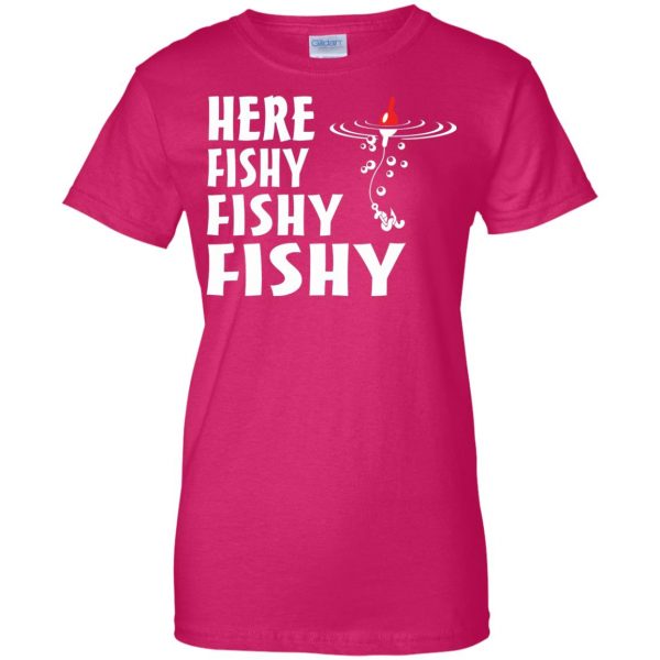 here fishy fishy womens t shirt - lady t shirt - pink heliconia
