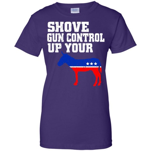 shove gun control up your womens t shirt - lady t shirt - purple