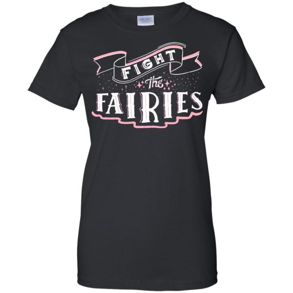 fight the fairies womens t shirt - lady t shirt - black