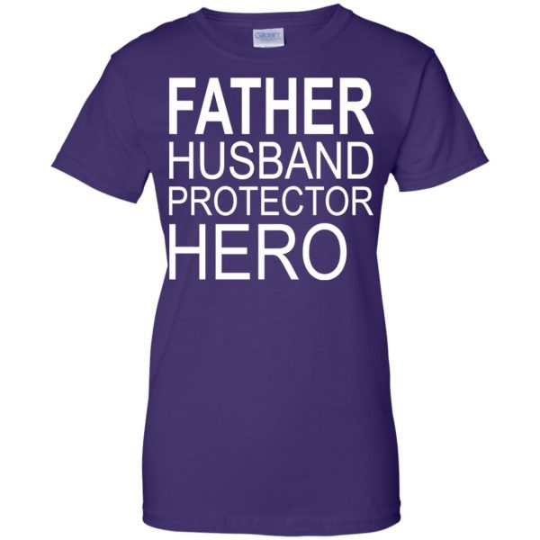 father husband protector hero womens t shirt - lady t shirt - purple