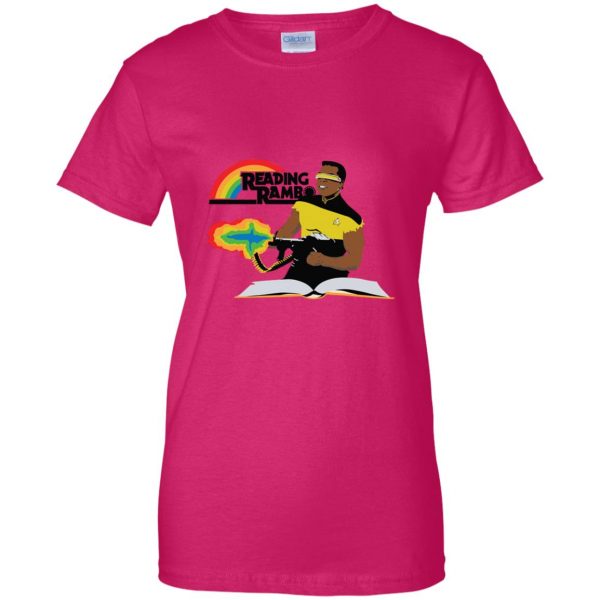 reading rambo womens t shirt - lady t shirt - pink heliconia