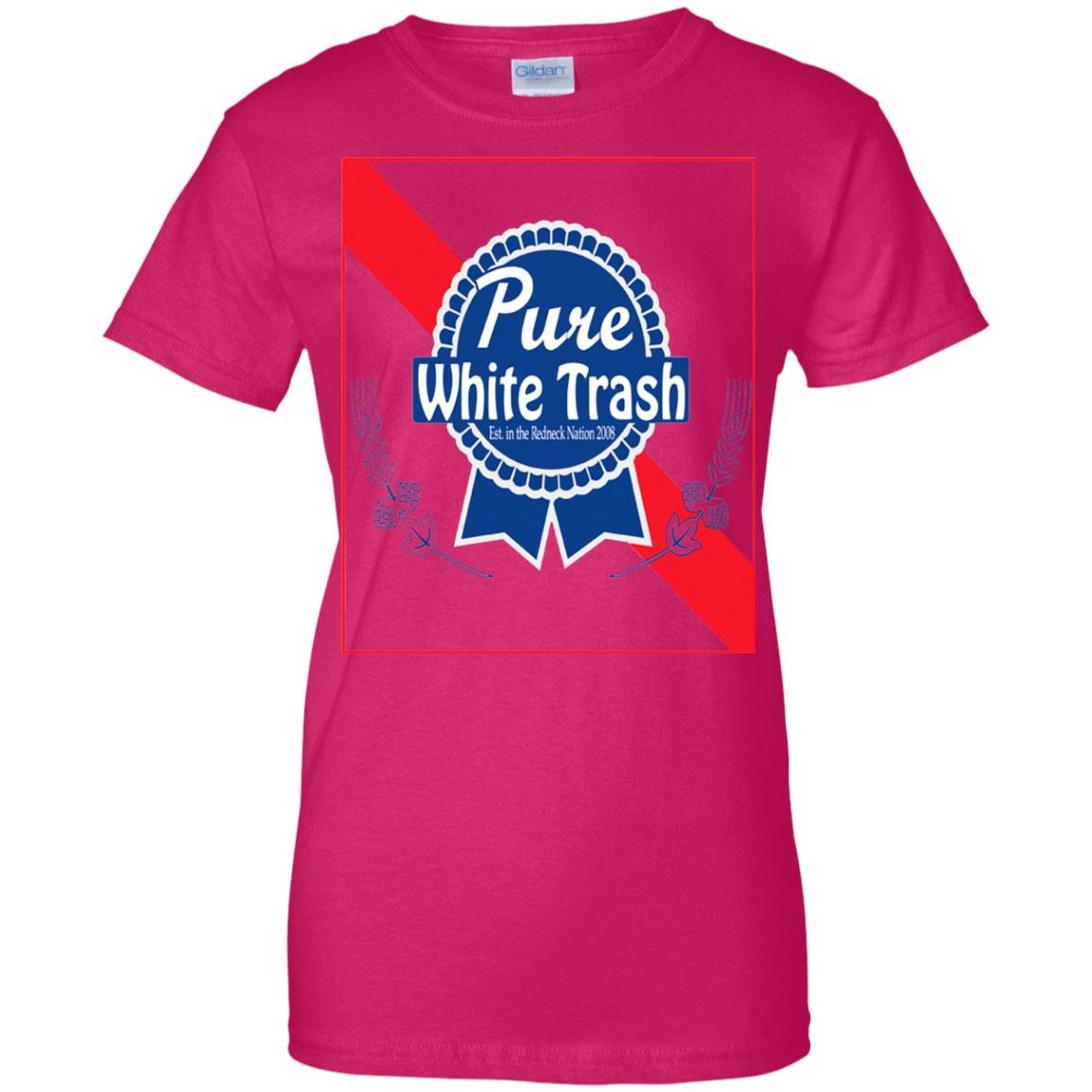 pure white trash womens t shirt - lady t shirt - pink heliconia.