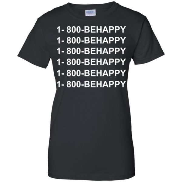 1 800 behappy womens t shirt - lady t shirt - black