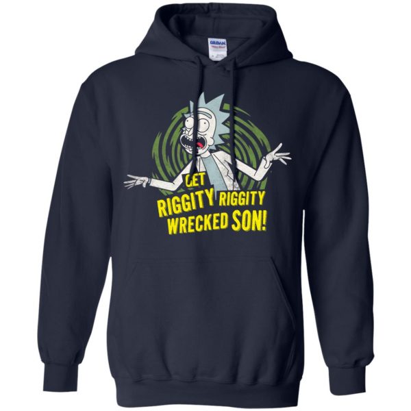 riggity riggity wrecked son hoodie - navy blue