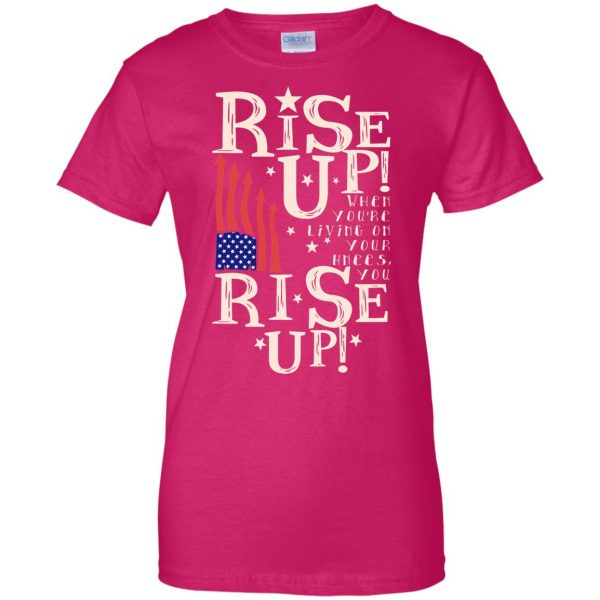 hamilton rise up womens t shirt - lady t shirt - pink heliconia