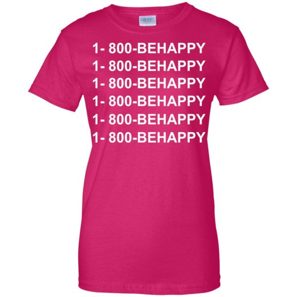 1 800 behappy womens t shirt - lady t shirt - pink heliconia