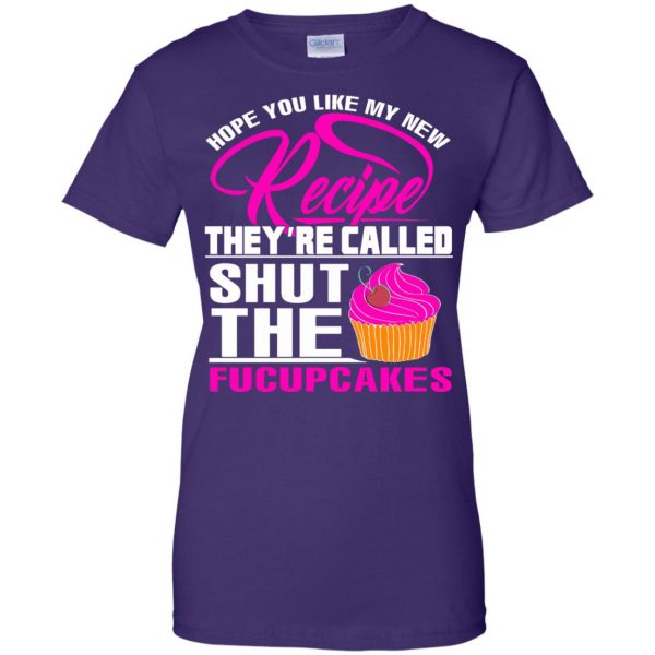 shut the fucupcakes womens t shirt - lady t shirt - purple