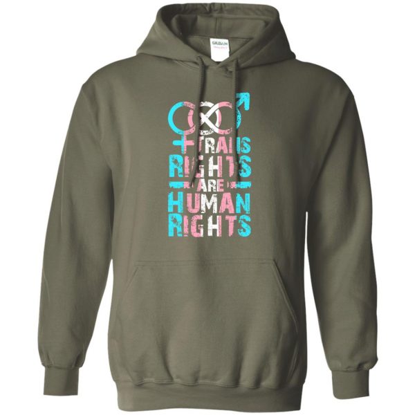 trans rights are human rights hoodie - military green