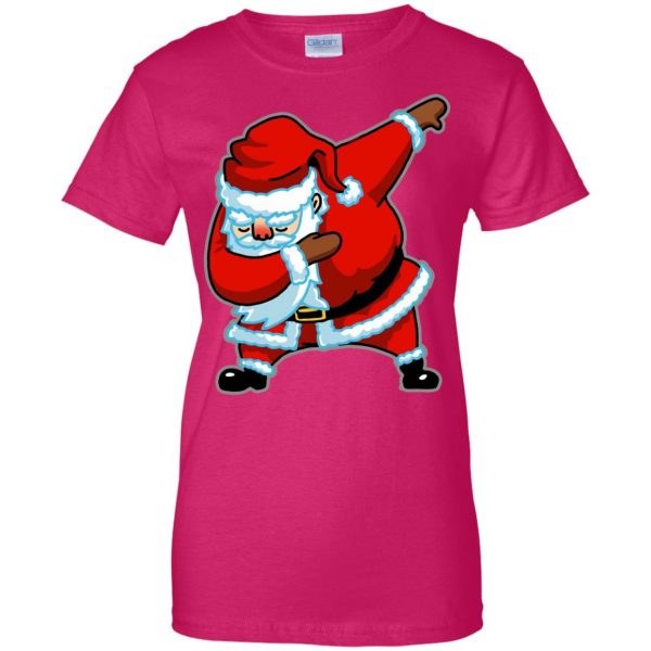 dabbing santa womens t shirt - lady t shirt - pink heliconia