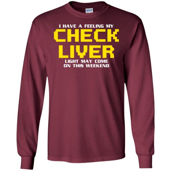 check liver light long sleeve - maroon