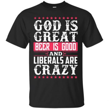 god is great beer is good t shirt - black