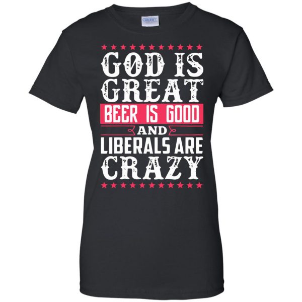 god is great beer is good womens t shirt - lady t shirt - black