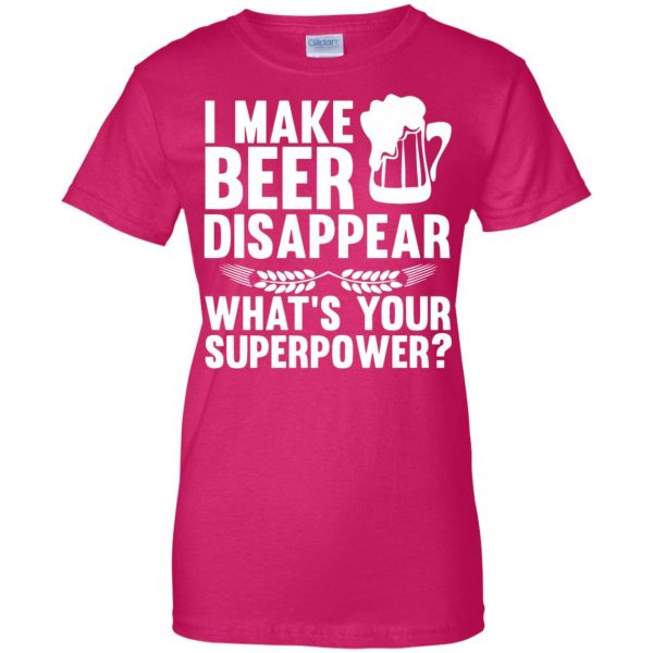 i make beer disappear womens t shirt - lady t shirt - pink heliconia