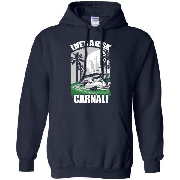 lifes a risk carnal hoodie - navy blue
