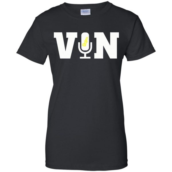 vin scully microphone womens t shirt - lady t shirt - black