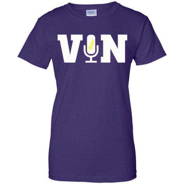 vin scully microphone womens t shirt - lady t shirt - purple