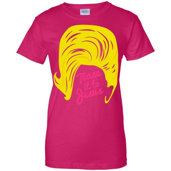 tease it to jesus womens t shirt - lady t shirt - pink heliconia
