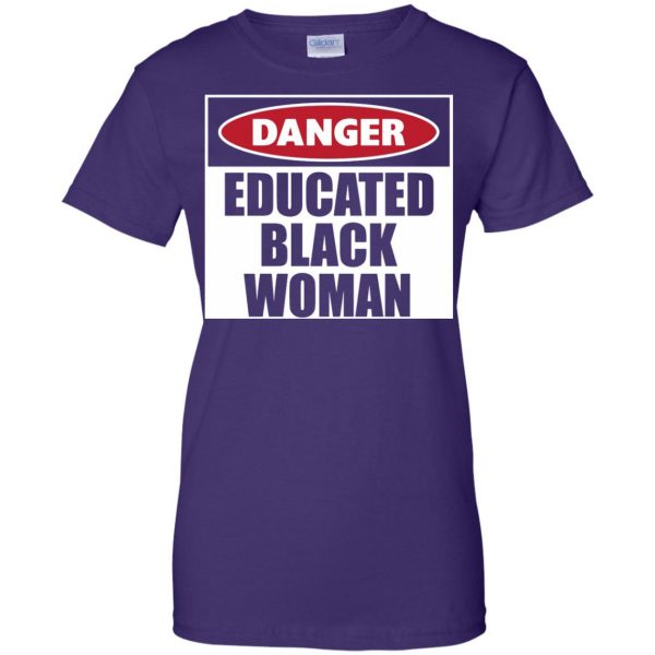 danger educated black man womens t shirt - lady t shirt - purple