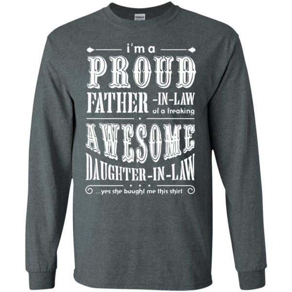 proud father in law long sleeve - dark heather