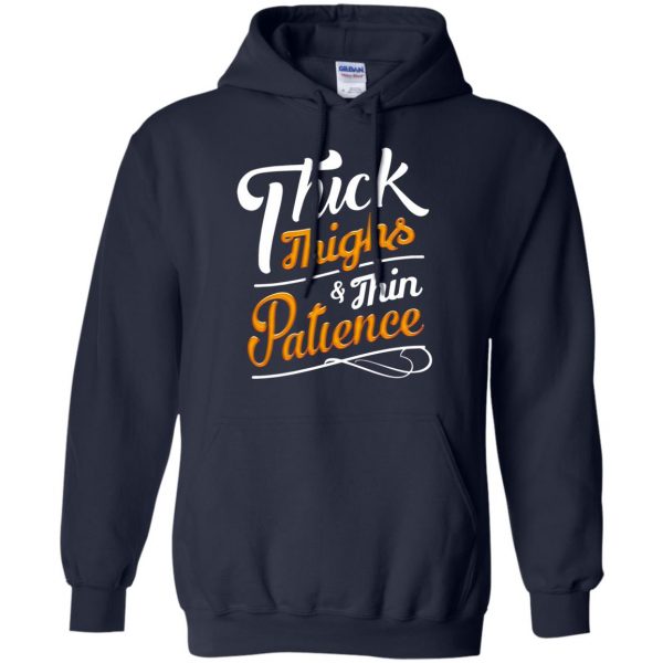 thick thighs thin patience hoodie - navy blue
