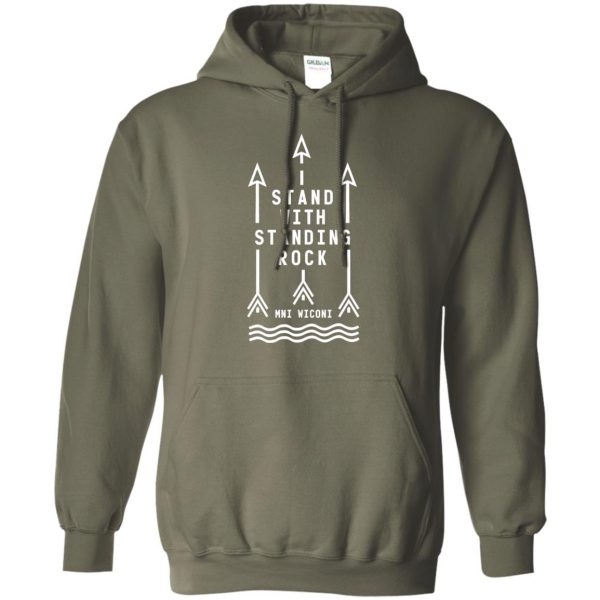 stand with standing rock hoodie - military green