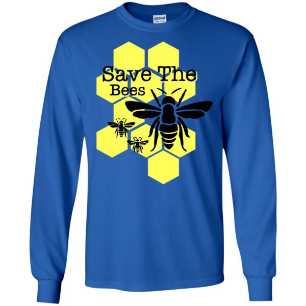 save the bees long sleeve - royal blue
