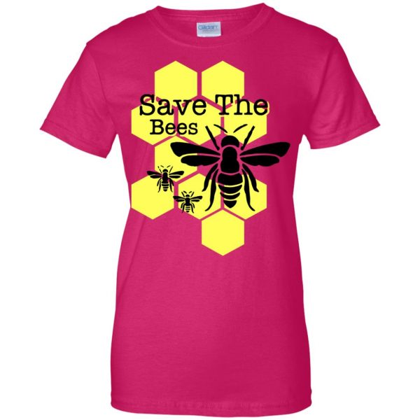 save the bees womens t shirt - lady t shirt - pink heliconia