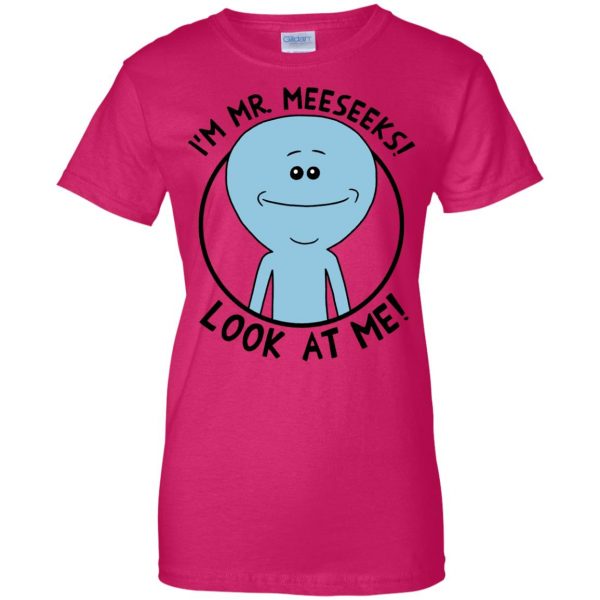 mr meeseeks womens t shirt - lady t shirt - pink heliconia