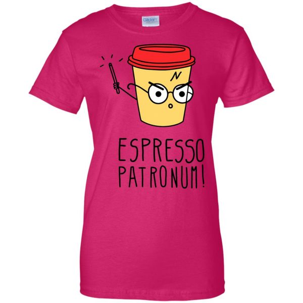 espresso patronum womens t shirt - lady t shirt - pink heliconia