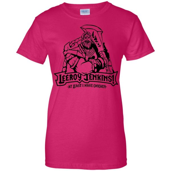 leeroy jenkinss womens t shirt - lady t shirt - pink heliconia