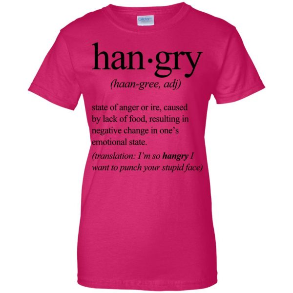 hangry womens t shirt - lady t shirt - pink heliconia