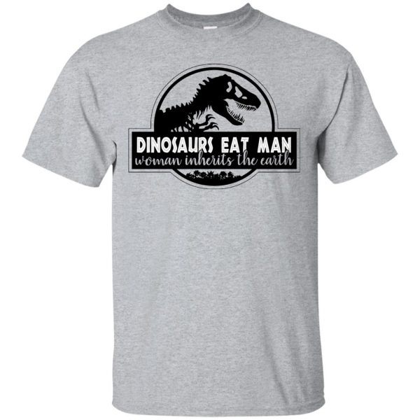 dinosaur eats man woman inherits the earth shirt - sport grey