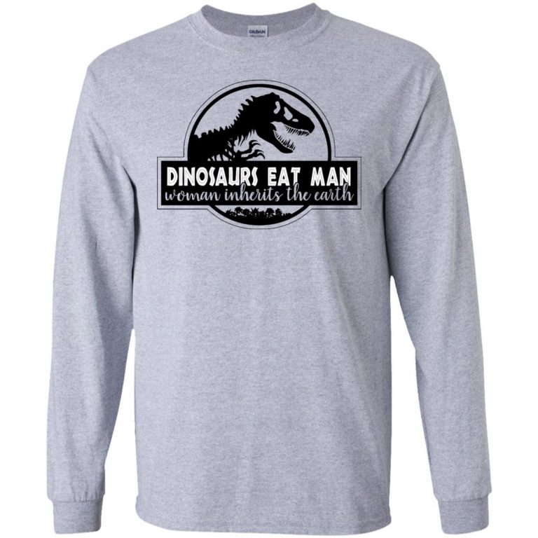 Dinosaur Eats Man Woman Inherits The Earth Shirt - 10% Off - FavorMerch