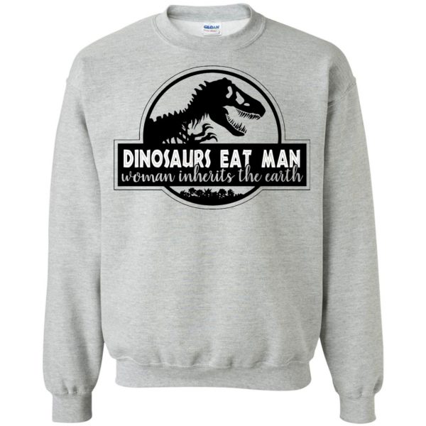 dinosaur eats man woman inherits the earth sweatshirt - sport grey