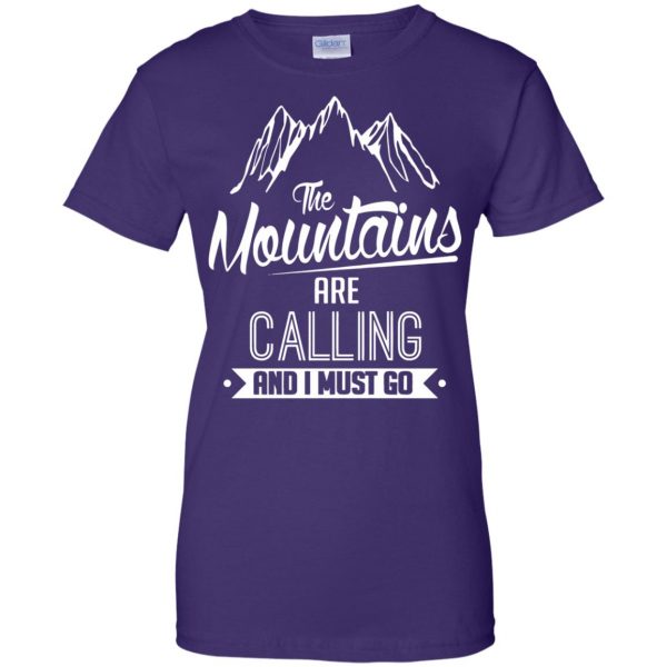 the mountains are calling and i must go womens t shirt - lady t shirt - purple