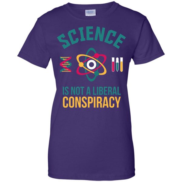 science is not a liberal conspiracy womens t shirt - lady t shirt - purple