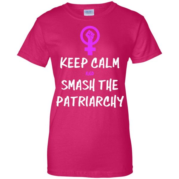 smash the patriarchy womens t shirt - lady t shirt - pink heliconia