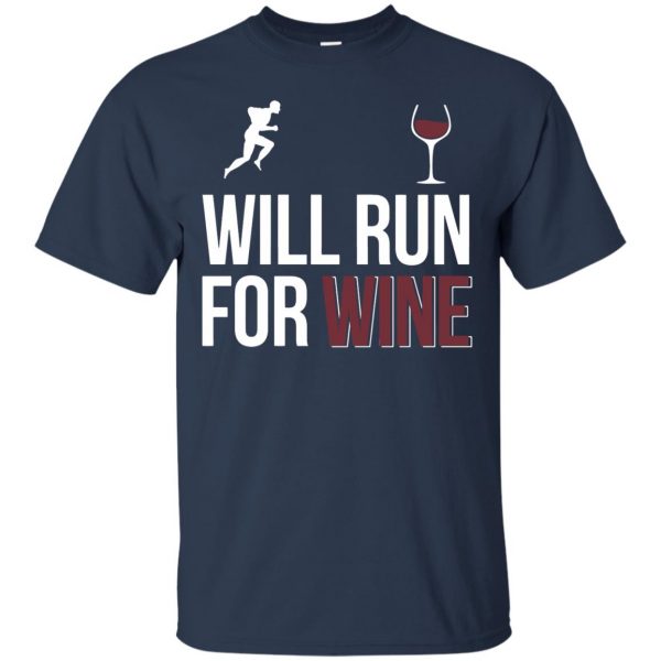 will run for wines t shirt - navy blue
