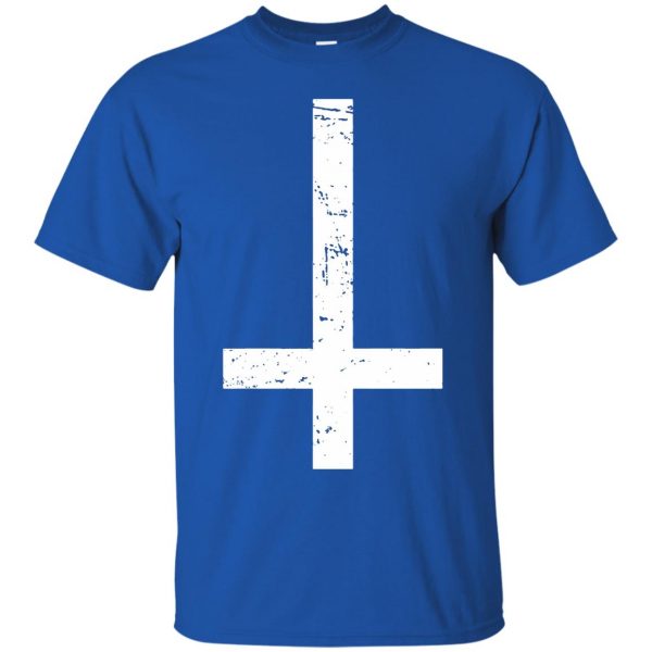 upside down cross t shirt - royal blue