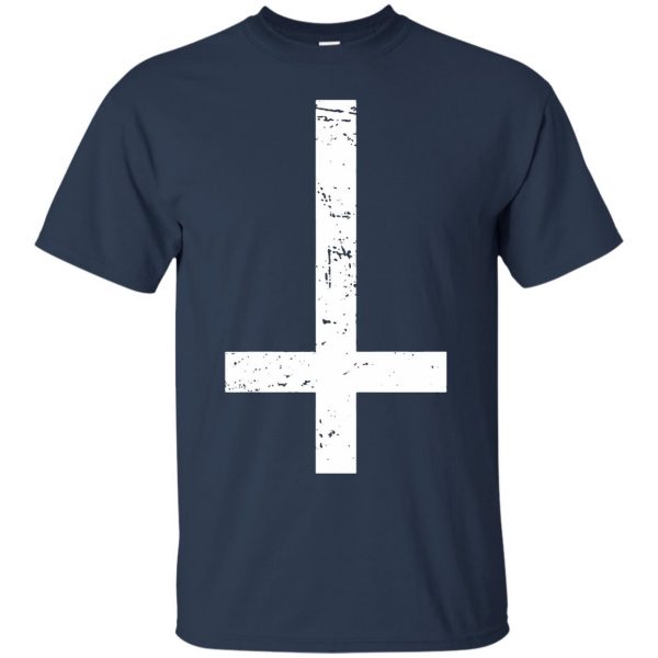 upside down cross t shirt - navy blue