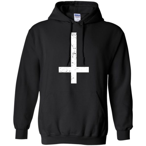 upside down cross hoodie - black