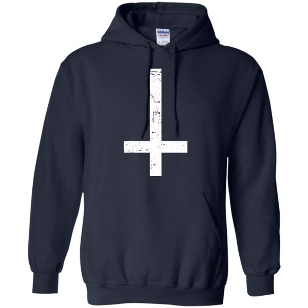 upside down cross hoodie - navy blue