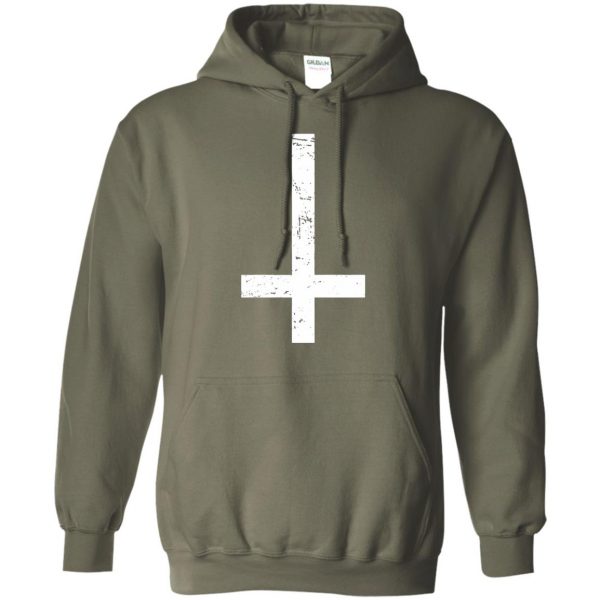 upside down cross hoodie - military green