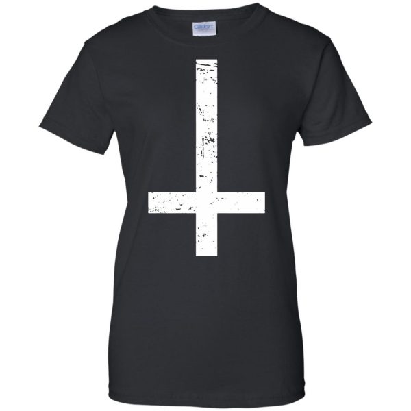 upside down cross womens t shirt - lady t shirt - black