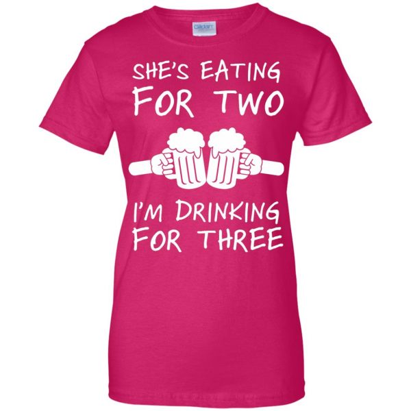 eating for two womens t shirt - lady t shirt - pink heliconia