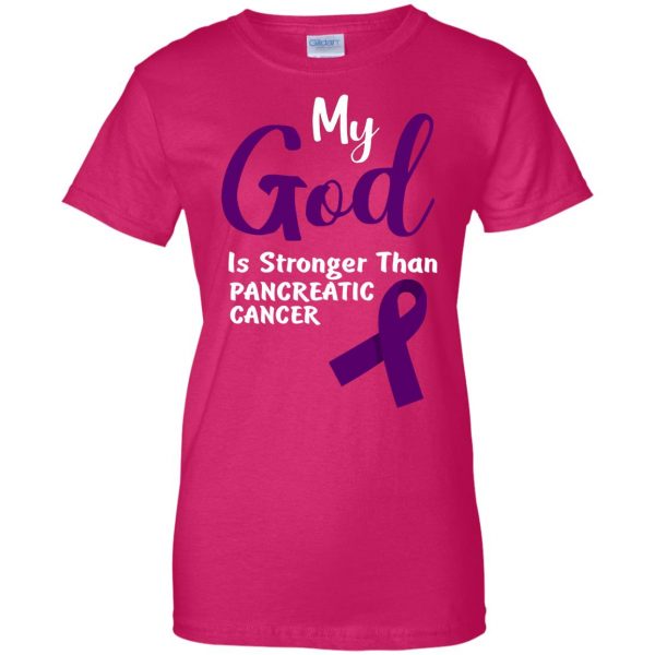 pancreatic cancer womens t shirt - lady t shirt - pink heliconia